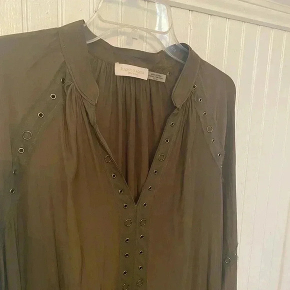 Ramy Brook New York army green long sleeve blouse - Picture 8 of 9